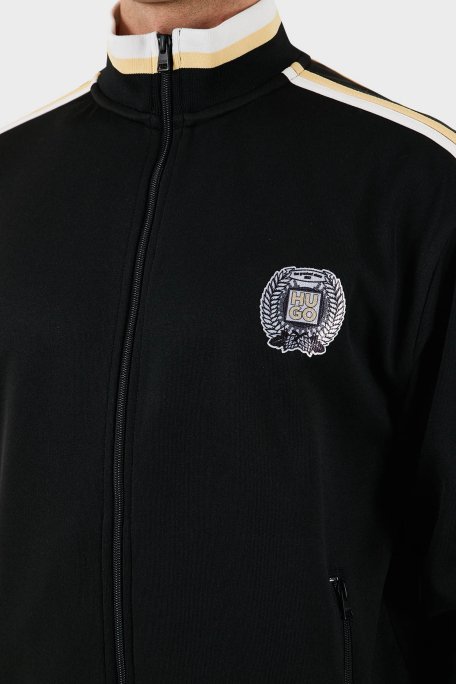 Hugo Logo Baskılı Pamuklu Regular Fit Şerit Detaylı Dik Yaka Erkek Sweat 50510098 001 SİYAH - 5