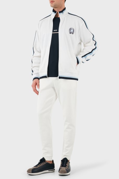 Hugo Logo Baskılı Pamuklu Regular Fit Şerit Detaylı Dik Yaka Erkek Sweat 50510098 100 BEYAZ - 2