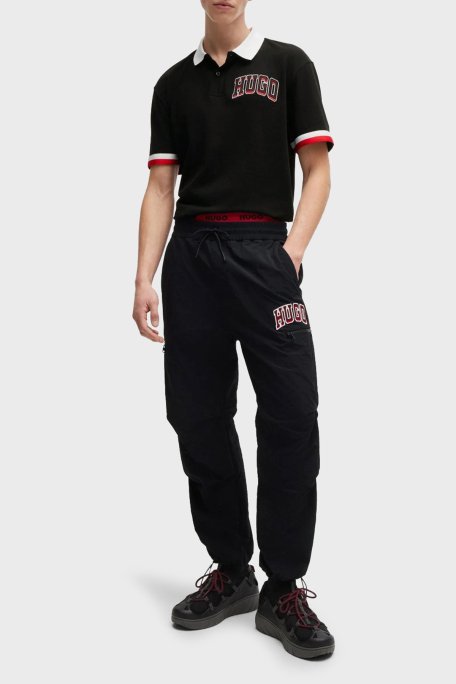 Hugo Logo Baskılı Pamuklu Relaxed Fit Düğmeli Erkek Polo Yaka T Shirt 50510183 001 SİYAH - 2