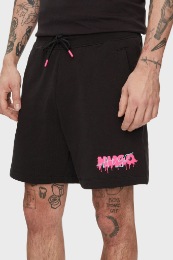 Hugo Logo Baskılı Pamuklu Relaxed Fit Yüksek Bel Erkek Short 50510005 001 SİYAH - 1