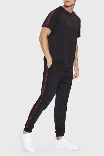 Hugo Logo Şeritli Streç Pamuklu Bisiklet Yaka Relaxed Fit Erkek T Shirt 50504270 001 SİYAH - 8
