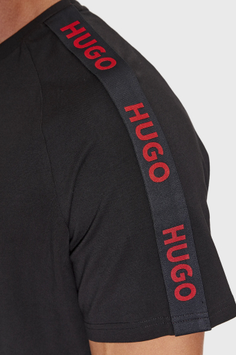 Hugo Logo Şeritli Streç Pamuklu Bisiklet Yaka Relaxed Fit Erkek T Shirt 50504270 001 SİYAH - 9