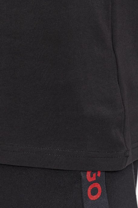 Hugo Logo Şeritli Streç Pamuklu Bisiklet Yaka Relaxed Fit Erkek T Shirt 50504270 001 SİYAH - 5