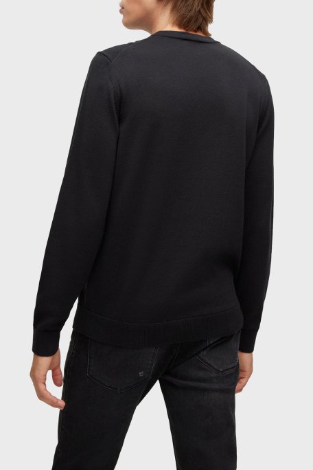 Hugo Logolu Bisiklet Yaka Regular Fit % 100 Pamuk Erkek Kazak 50475083 001 SİYAH - 3