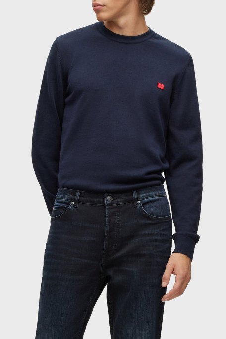 Hugo Logolu Bisiklet Yaka Regular Fit % 100 Pamuk Erkek Kazak 50475083 410 LACİVERT - 1