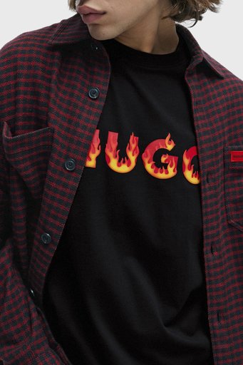 Hugo Logolu Bisiklet Yaka Regular Fit Pamuklu Jarse Erkek T Shirt 50504542 001 SİYAH - 2
