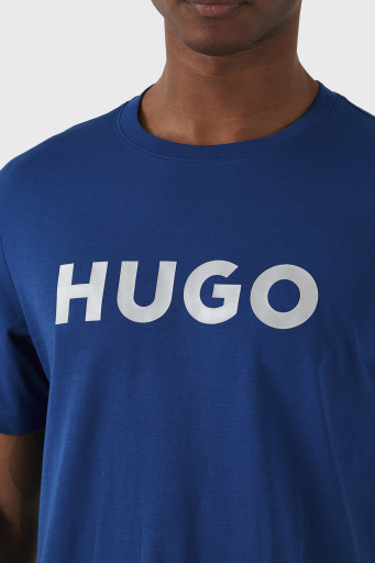 Hugo Logolu Bisiklet Yaka Regular Fit Pamuklu Jarse Erkek T Shirt 50506996 420 MAVİ - 3