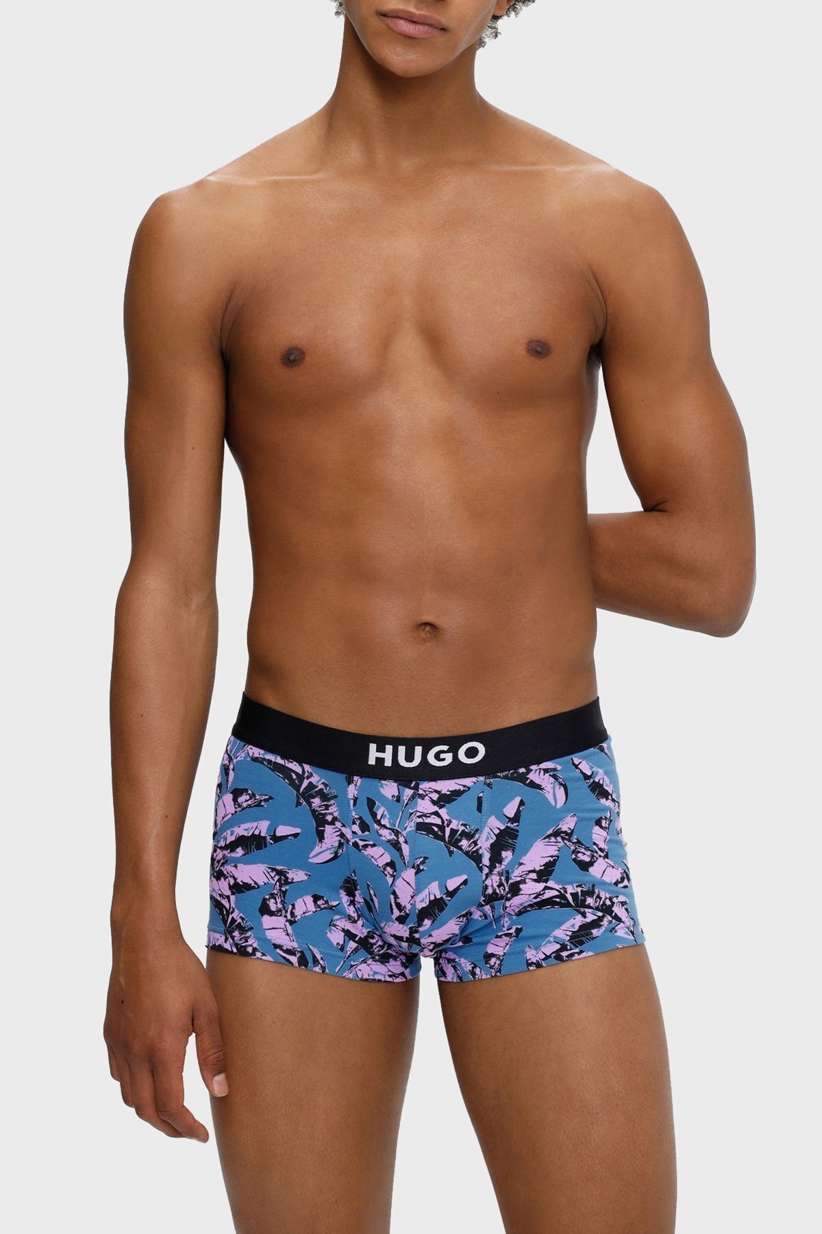 Hugo Logolu Elastik Bel Bantlı Pamuklu 2 Pack Erkek Boxer 50469708 480 SİYAH-MAVİ