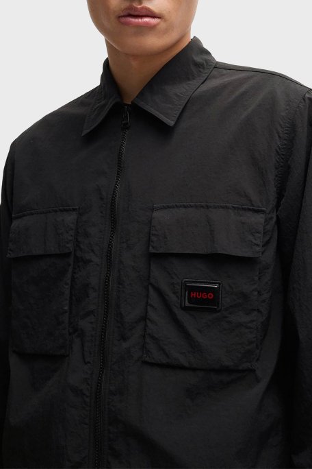 Hugo Logolu Fermuarlı Regular Fit Erkek Gömlek 50520090 001 SİYAH - 5