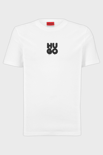 Hugo Logolu Regular Fit Bisiklet Yaka Pamuklu Jarse Erkek T Shirt 50488904 100 BEYAZ - 5