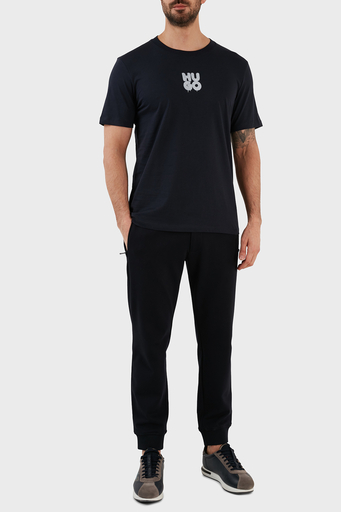 Hugo Logolu Regular Fit Bisiklet Yaka Pamuklu Jarse Erkek T Shirt 50488904 405 LACİVERT - 3