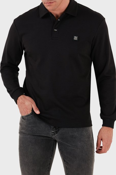 Hugo Logolu Regular Fit Uzun Kollu Düğmeli Erkek Polo Yaka T Shirt 50542578 001 SİYAH - 4