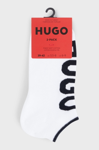 Hugo Logolu Streç Pamuklu 2 Pack Erkek Çorap 50468111 100 BEYAZ-SİYAH - 3