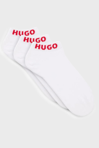 Hugo Logolu Streç Pamuklu 3 Pack Erkek Çorap 50516405 100 BEYAZ-KIRMIZI - 1