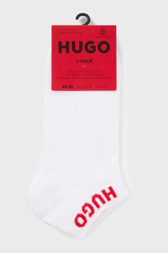 Hugo Logolu Streç Pamuklu 3 Pack Erkek Çorap 50516405 100 BEYAZ-KIRMIZI - 6