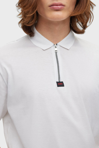 Hugo Merserize Pamuklu Fermuarlı Regular Fit Erkek Polo T Shirt 50473789 127 BEYAZ - 4