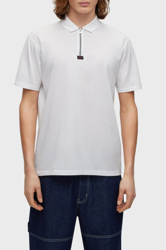 Hugo Merserize Pamuklu Fermuarlı Regular Fit Erkek Polo T Shirt 50473789 127 BEYAZ - 6