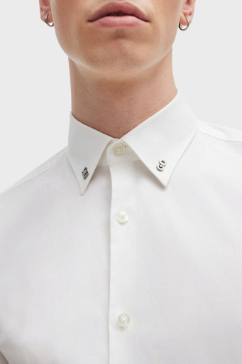 Hugo Metalik Logolu Pamuklu Slim Fit Erkek Gömlek 50490712 199 BEYAZ - 6