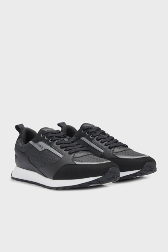 Hugo Monogram Logo Baskılı Sneaker Erkek Ayakkabı 50536205 001 SİYAH - 1