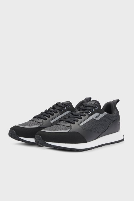 Hugo Monogram Logo Baskılı Sneaker Erkek Ayakkabı 50536205 001 SİYAH - 3