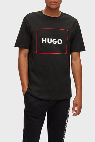 Hugo - Hugo Organik Pamuklu Regular Fit Bisiklet Yaka Erkek T Shirt 50475330 001 SİYAH