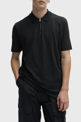 Hugo Pamuk Karışımlı Fermuarlı Erkek Polo Yaka T Shirt 50496003 001 SİYAH - 5