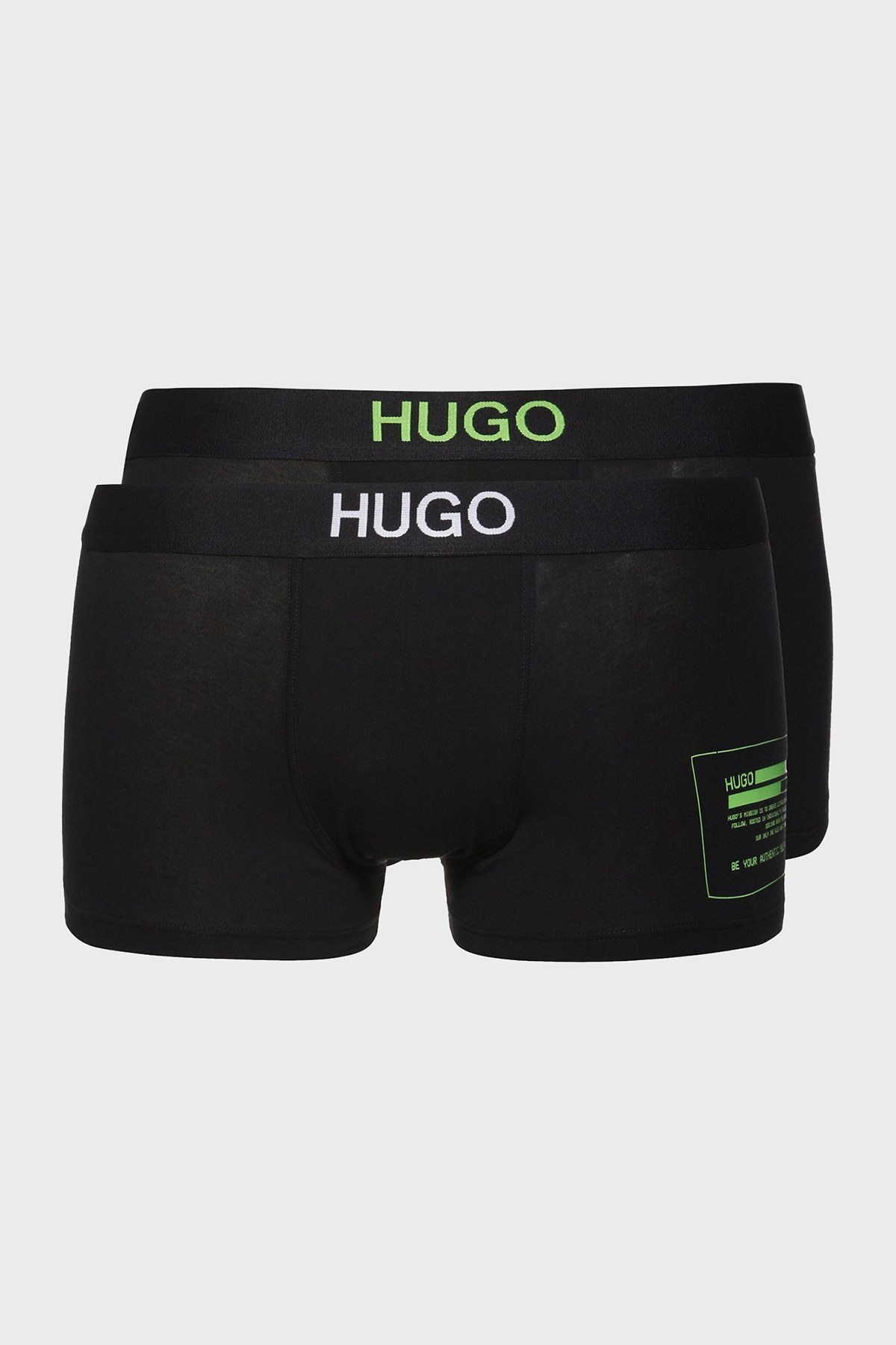 Hugo Pamuklu 2 Pack Erkek Boxer 50463407 347 SİYAH-LACİVERT