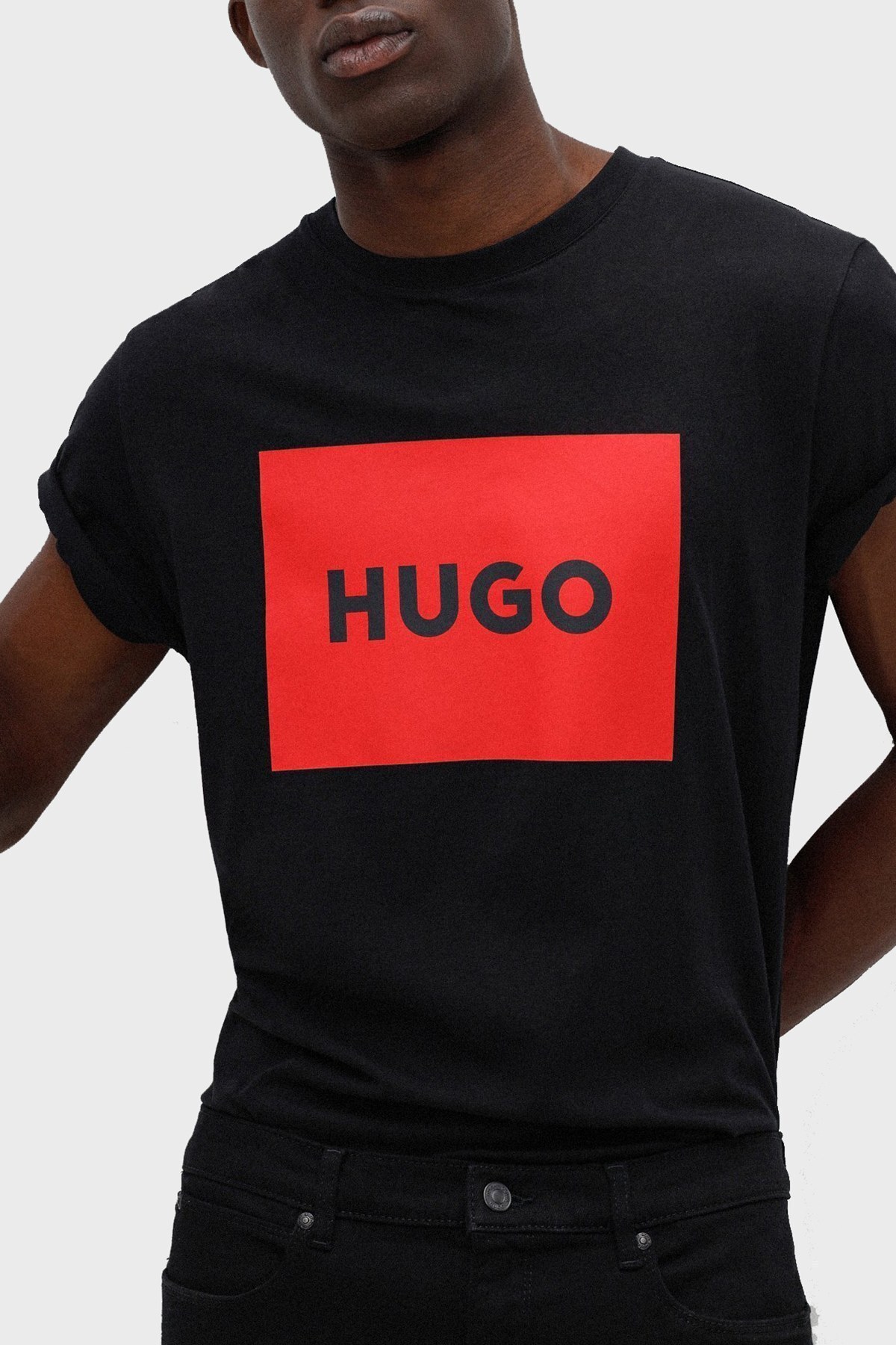 Hugo Pamuklu Baskılı Regular Fit Bisiklet Yaka Erkek T Shirt 50467952 001 SİYAH