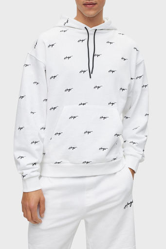 Hugo Pamuklu Havlu Kumaştan El Yazısı Logolu Cepli Relaxed Fit Erkek Sweat 50486459 100 BEYAZ - 1