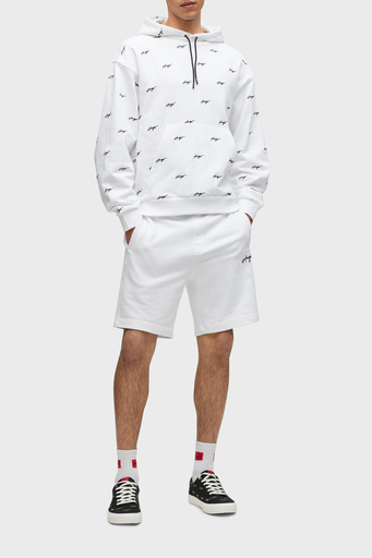 Hugo Pamuklu Havlu Kumaştan El Yazısı Logolu Cepli Relaxed Fit Erkek Sweat 50486459 100 BEYAZ - 2