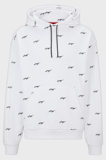 Hugo Pamuklu Havlu Kumaştan El Yazısı Logolu Cepli Relaxed Fit Erkek Sweat 50486459 100 BEYAZ - 5