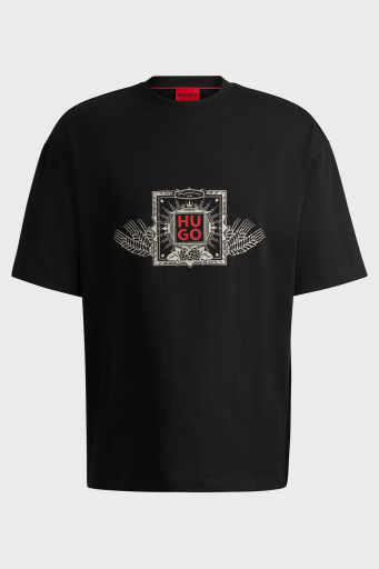 Hugo Pamuklu Oversize Fit Bisiklet Yaka Erkek T Shirt 50513830 001 SİYAH - 10