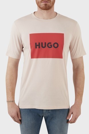 Hugo - Hugo Pamuklu Regular Fit Bisiklet Yaka Erkek T Shirt 50467952 683 BEJ
