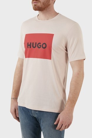 Hugo - Hugo Pamuklu Regular Fit Bisiklet Yaka Erkek T Shirt 50467952 683 BEJ (1)