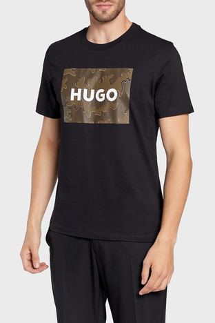 Hugo - Hugo Pamuklu Regular Fit Bisiklet Yaka Erkek T Shirt 50477005 001 SİYAH