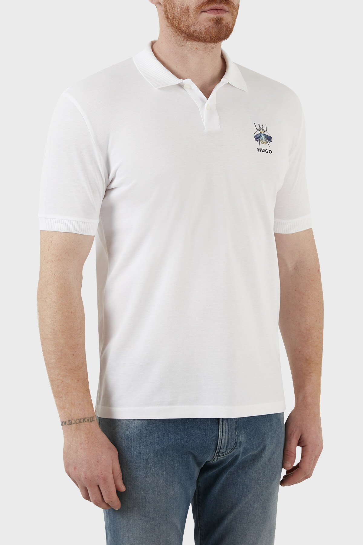 Hugo Pamuklu Regular Fit Düğmeli T Shirt Erkek Polo 50465832 100 BEYAZ