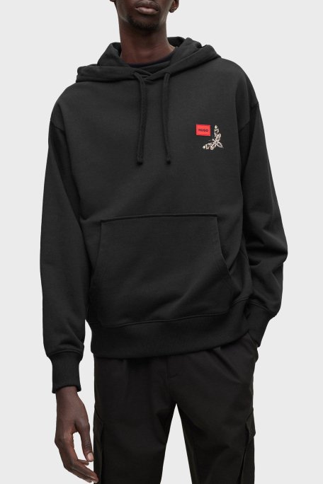 Hugo Pamuklu Relaxed Fit Kanguru Cepli Kapüşonlu Erkek Sweat 50484748 001 SİYAH - 1