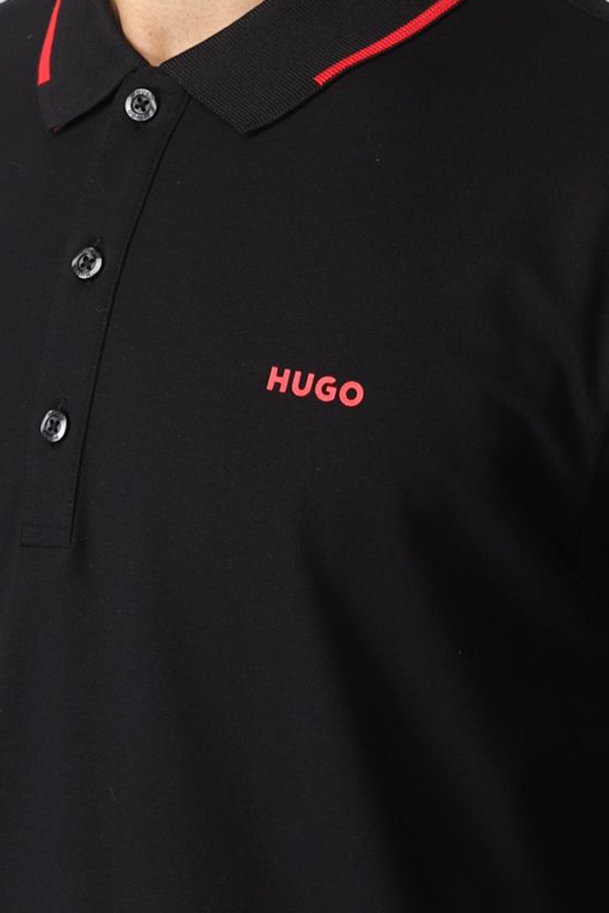 Hugo Pamuklu Slim Fit Düğmeli T Shirt Erkek Polo 50467344 001 SİYAH