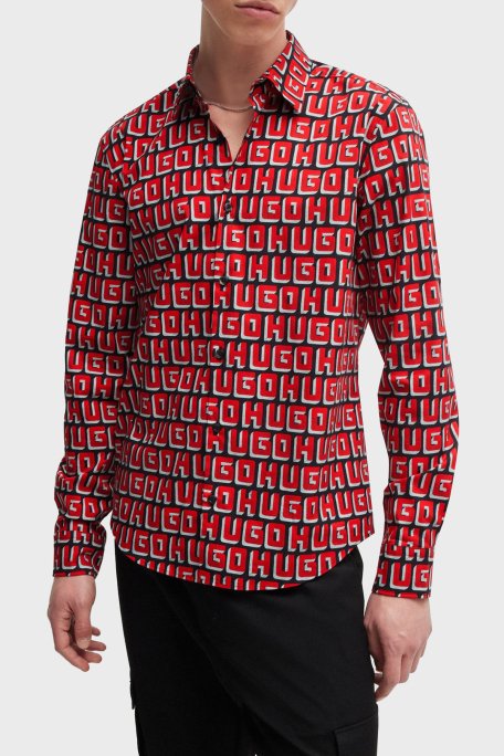 Hugo Pamuklu Slim Fit Erkek Gömlek 50519638 693 KIRMIZI - 1