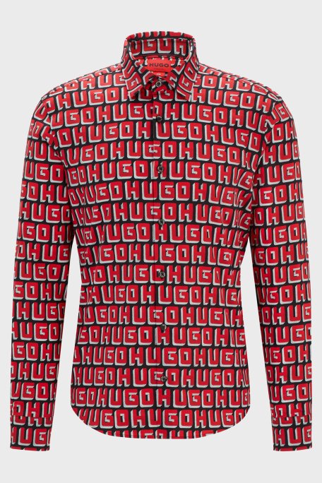 Hugo Pamuklu Slim Fit Erkek Gömlek 50519638 693 KIRMIZI - 5