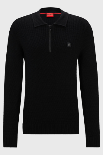 Hugo Regular Fit Yarım Fermuarlı Polo Yaka Erkek Kazak 50516640 001 SİYAH - 5