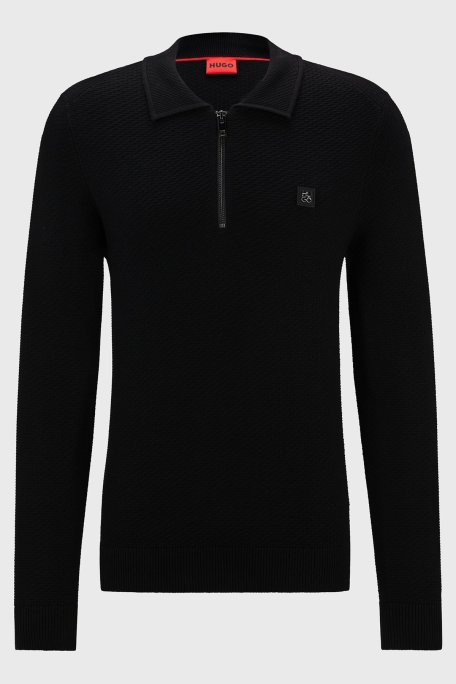 Hugo Regular Fit Yarım Fermuarlı Polo Yaka Erkek Kazak 50516640 001 SİYAH - 5