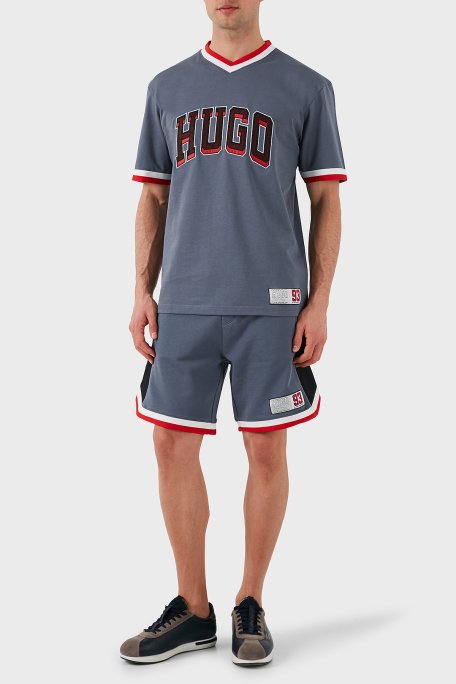 Hugo Şeritli % 100 Pamuk Relaxed Fit Normal Bel Erkek Short 50510163 462 MAVİ - 2