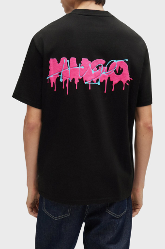 Hugo Sırt Baskılı Pamuklu Relaxed Fit Erkek T Shirt 50509966 001 SİYAH - 3