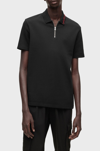 Hugo Yazılı Fermuarlı İnterlok Pamuklu Erkek Polo T Shirt 50483415 001 SİYAH - 1