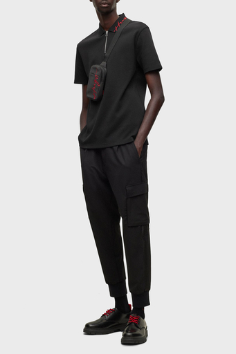 Hugo Yazılı Fermuarlı İnterlok Pamuklu Erkek Polo T Shirt 50483415 001 SİYAH - 2