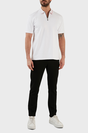 Hugo Yazılı İnterlok Pamuklu Fermuarlı Erkek Polo T Shirt 50483415 100 BEYAZ - 3