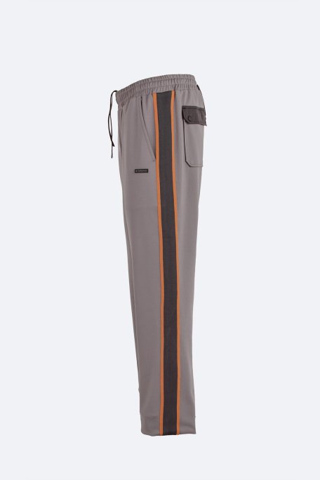 Isaora Şerit Detaylı Streç Relaxed Fit Normal Bel Düz Paça Jogger Erkek Pantolon M24S5404 NRD GRİ - 3