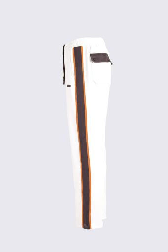 Isaora Şerit Detaylı Streç Relaxed Fit Normal Bel Düz Paça Jogger Erkek Pantolon M24S5404 SBTLWHT BEYAZ - 4