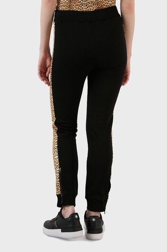 Just Cavalli Leopar Desenli Fermuar Detaylı Elastik Bel % 100 Pamuk Bayan Pantolon S02KA0297 N25189 900 SİYAH - 4